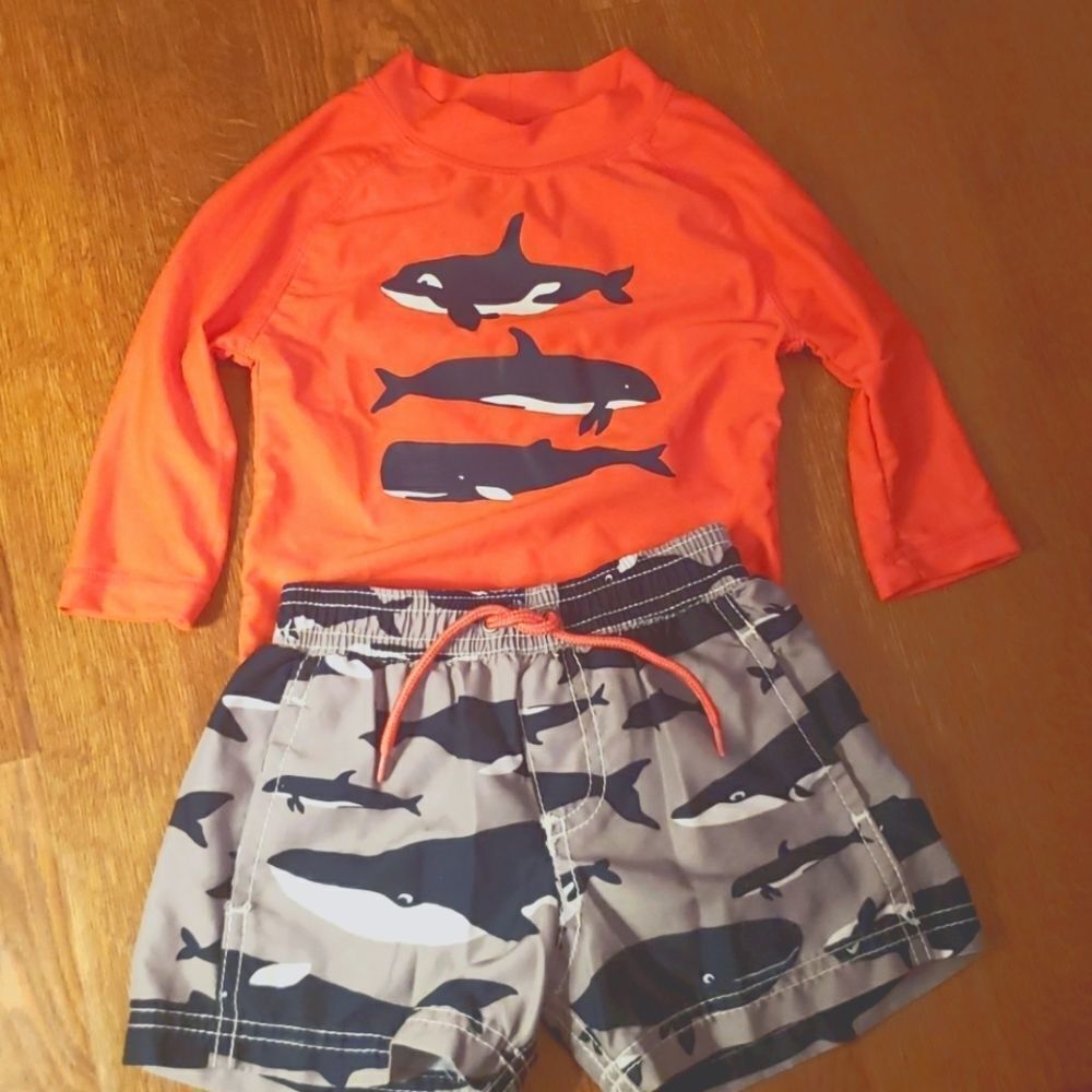 💙Carters 2pc Swim Trunks & Shirt